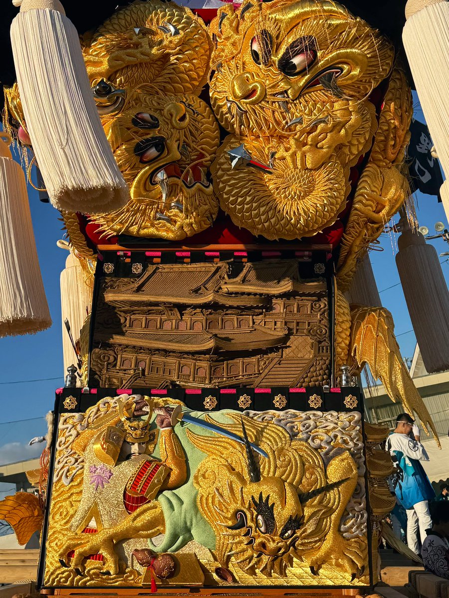 野口太鼓台さん100年以上昔の高欄幕 ✨ 上幕にピッタリでした☺️