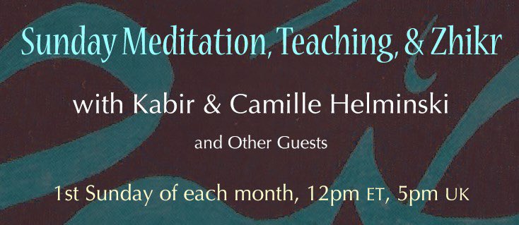 Please join us today for our online monthly Sunday meditation with Sheikh Kabir Helminski at 12 noon ET/9am PT/5pm UK time.

Below is the link to the webpage with zoom link and access password.

sufism.org/library/articl…

#rumi #sufi #sufism #mysticism #divine #spirituality
