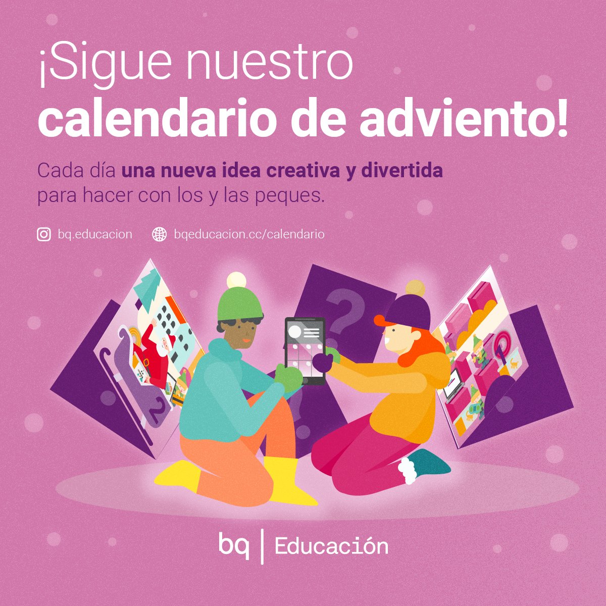 🎄 ¡Comienza nuestro calendario de adviento! Hasta el 24 de diciembre, cada día te propondremos una nueva idea creativa y divertida para hacer con los y las peques.

Síguelo en:

🔗 Instagram: instagram.com/bq.educacion/

🔗 Nuestra web: bqeducacion.cc/calendario/