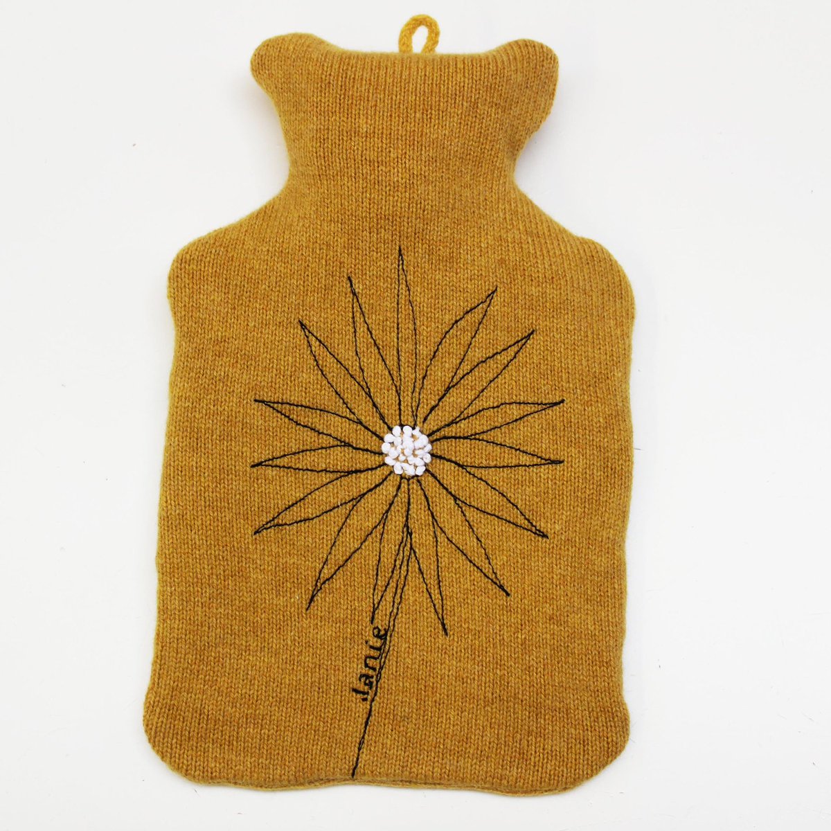 Daisy is our latest hot water bottle available in two sizes #shopindie #UKGiftAM #UKGiftHour janieknittedtextiles.co.Uk