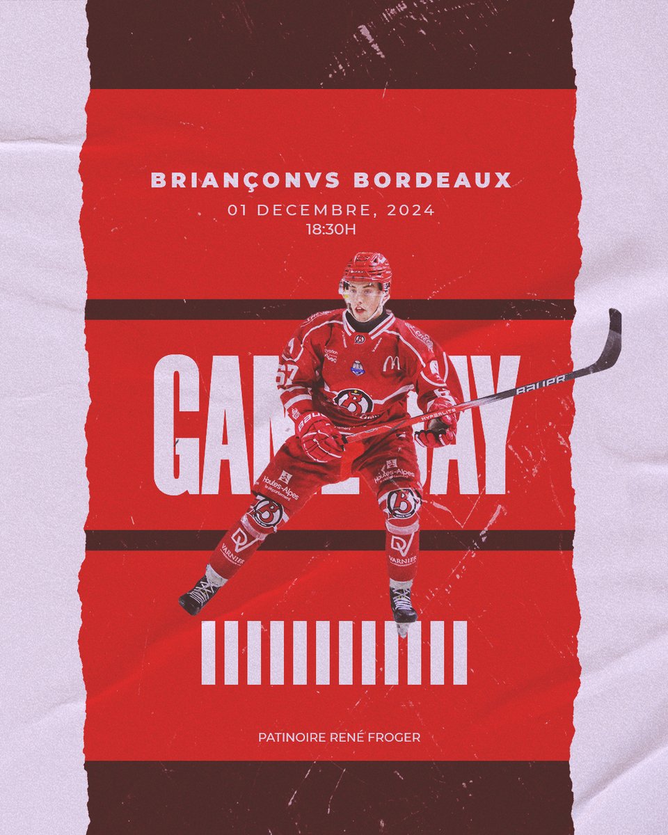 DiablesRouges05's tweet image. ⚡ GAMEDAY ⚡

Les Rouges accueillent les Boxers en ce dimanche soir ! 

#BRIBOR VS @BoxersBordeaux 
🏆 Synerglace Ligue Magnus 
📍 René Froger, Briançon
📅 Aujourd'hui, 1er Décembre 2024
🕙 18h30
📺 Magnus TV

#LetsGoDR