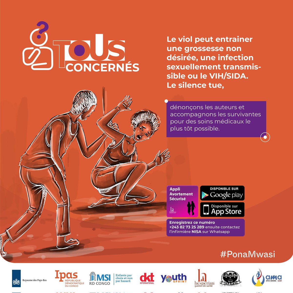 #PonaMwasi #JMS

Un viol peut malheureusement entraîner une grossesse non désirée,une infection à VIH/SIDA.

Le saviez-vous ? accompagner la survivante le plutôt possible, avant 3 jours dans un centre de santé peut lui épargner de ces conséquences ?

🗣️TOUS CONCERNÉS 🫂

#AI2SR