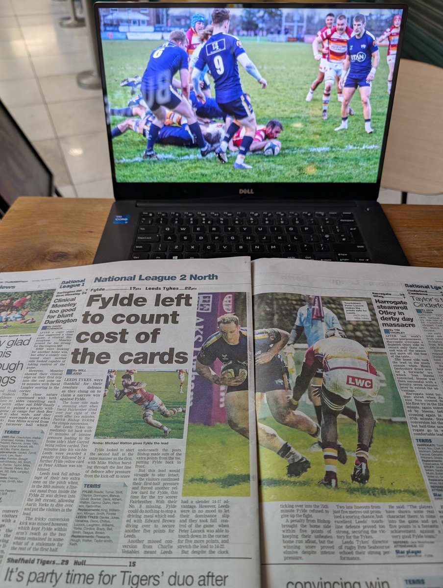 Welcome to December and what is officially winter with <a href="/TheRugbyPaper/">The Rugby Paper</a> great coverage of <a href="/fylderugby/">Fylde Rugby</a> v <a href="/LeedsTykes/">Leeds Tykes RUFC</a> in yesterday's big game in the <a href="/Natleague_rugby/">National League Rugby</a>. Leeds were the winners and they now sit 2nd 1 point above <a href="/SheffieldRUFC/">Sheffield RUFC</a> who take on <a href="/LymmRugbyClub/">Lymm RFC</a> next week!