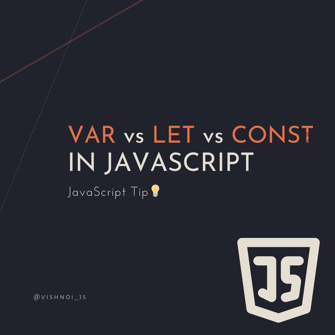 vishnoi_js's tweet image. JavaScript Tip 💡. Follow @vishnoi_js for more such content.This post is about the differences between a var, let and const while you are using it in your code. The use and the boundaries are easier to understand with this. #javascript