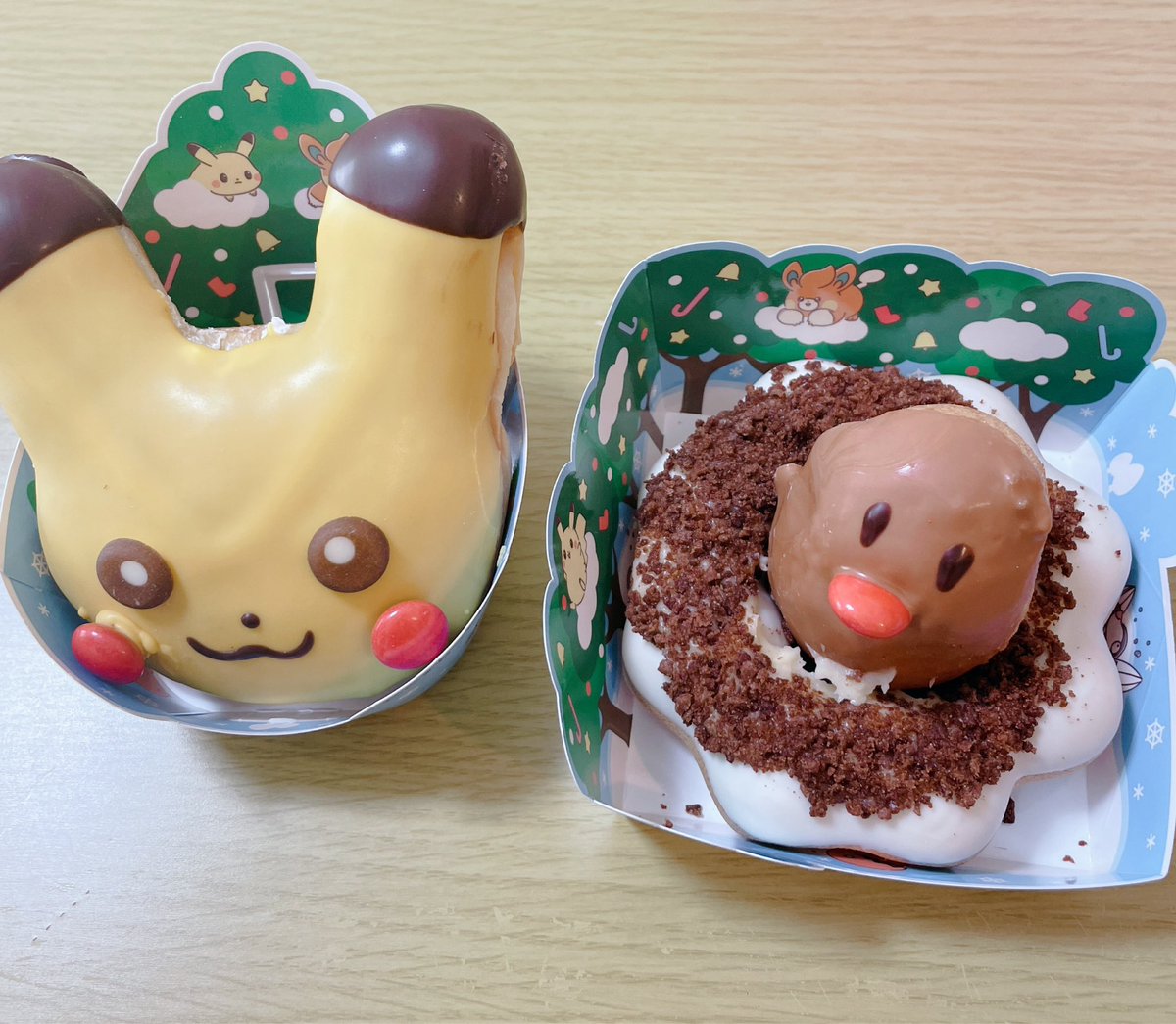 rinringo1010's tweet photo. 念願のピカチュウとディグダを買ってきて娘が喜んで食べてくれると思ったら、、可哀想だから食べない！と言われたよ〜🍩😂
後で私がこっそり食べるしかないかな、、 https://t.co/anMayHs9jm
