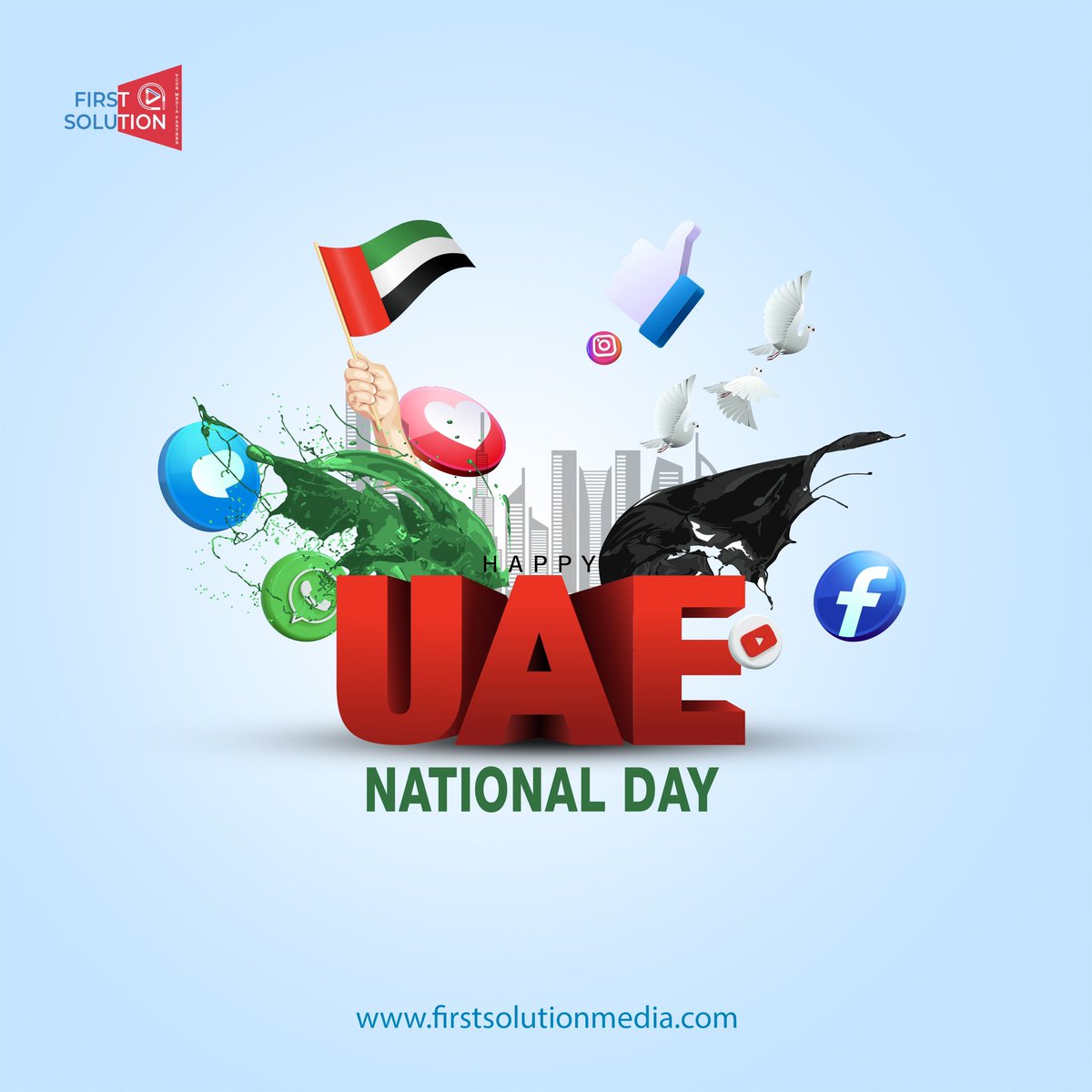 FSolutionMedia's tweet image. 🇦🇪 Happy 53rd UAE National Day! 🎉

Celebrating unity, progress, and innovation with pride. 🌟
First Solution Media is here to empower your brand’s journey in the UAE! 🚀

#UAENationalDay #FirstSolutionMedia #ProudlyUAE #DigitalSuccess