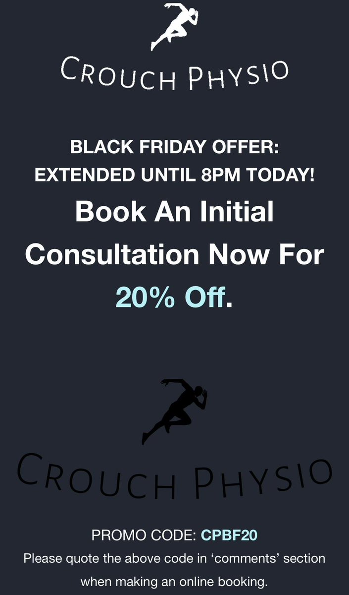 Cockfosters FC (@cockfostersfc) on Twitter photo Black Friday offer still on <a href="/CrouchPhysio/">Crouch Physio</a>. These guys are the best out there. Contact the main man Lewis for further info on ☎️ 07435978550 or on 02081080415 or via email on ✉️info@crouchphysio.com Black Friday offer still on <a href="/CrouchPhysio/">Crouch Physio</a>. These guys are the best out there. Contact the main man Lewis for further info on ☎️ 07435978550 or on 02081080415 or via email on ✉️info@crouchphysio.com