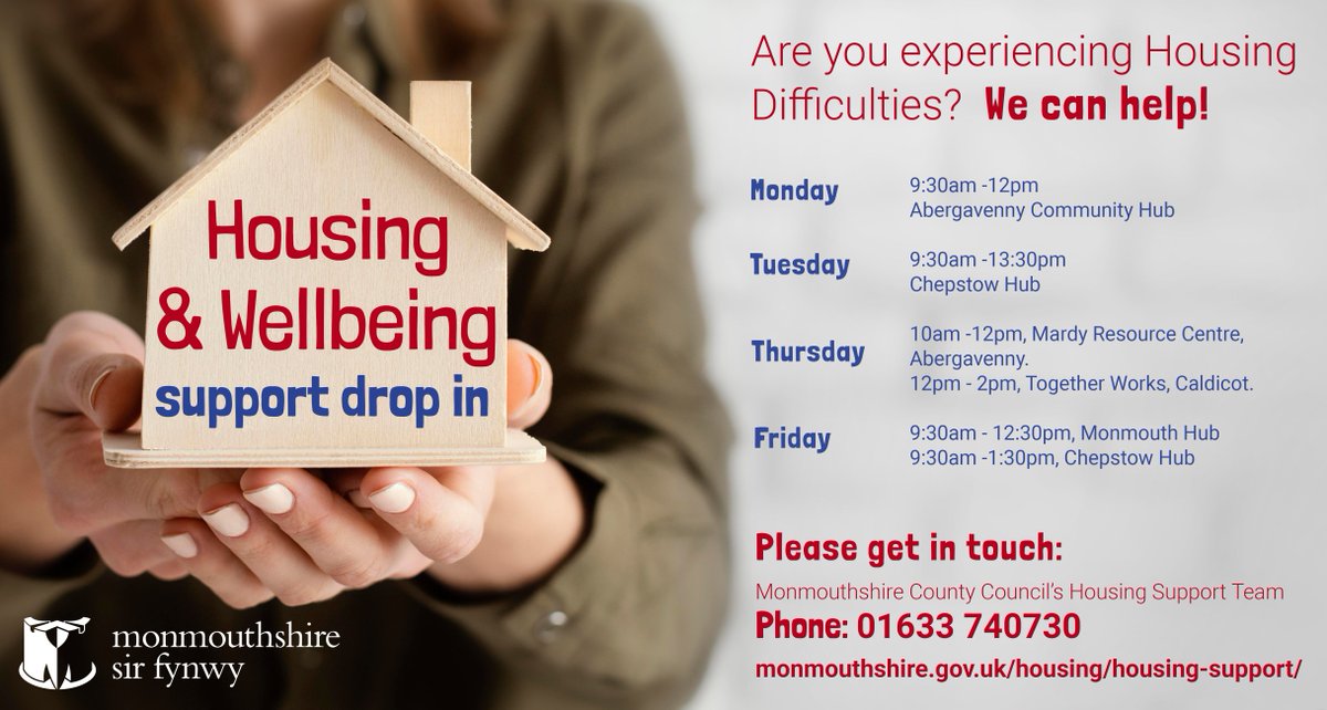 Monmouthshire / Sir Fynwy (@monmouthshirecc) on Twitter photo 🏚️Are you experiencing Housing Difficulties❓
We can help : monmouthshire.gov.uk/housing/housin…
Together with: <a href="/poblgroup/">Pobl Group</a> <a href="/LlamauUK/">Llamau</a> <a href="/Mon_Housing/">Monmouthshire Housing Association (MHA)</a> <a href="/MonHubs/">Monmouthshire Community Hubs</a> 🏚️Are you experiencing Housing Difficulties❓
We can help : monmouthshire.gov.uk/housing/housin…
Together with: <a href="/poblgroup/">Pobl Group</a> <a href="/LlamauUK/">Llamau</a> <a href="/Mon_Housing/">Monmouthshire Housing Association (MHA)</a> <a href="/MonHubs/">Monmouthshire Community Hubs</a>