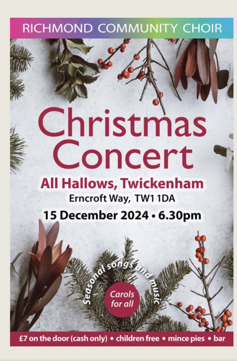 Looking for a lovely Christmas concert? The Richmond Community Choir will be performing on 15 December at All Hallows, Twickenham.