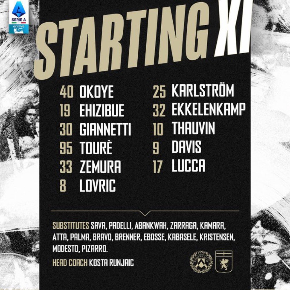📢📢Genoa karşısındaki ilk 11’imiz 
👇