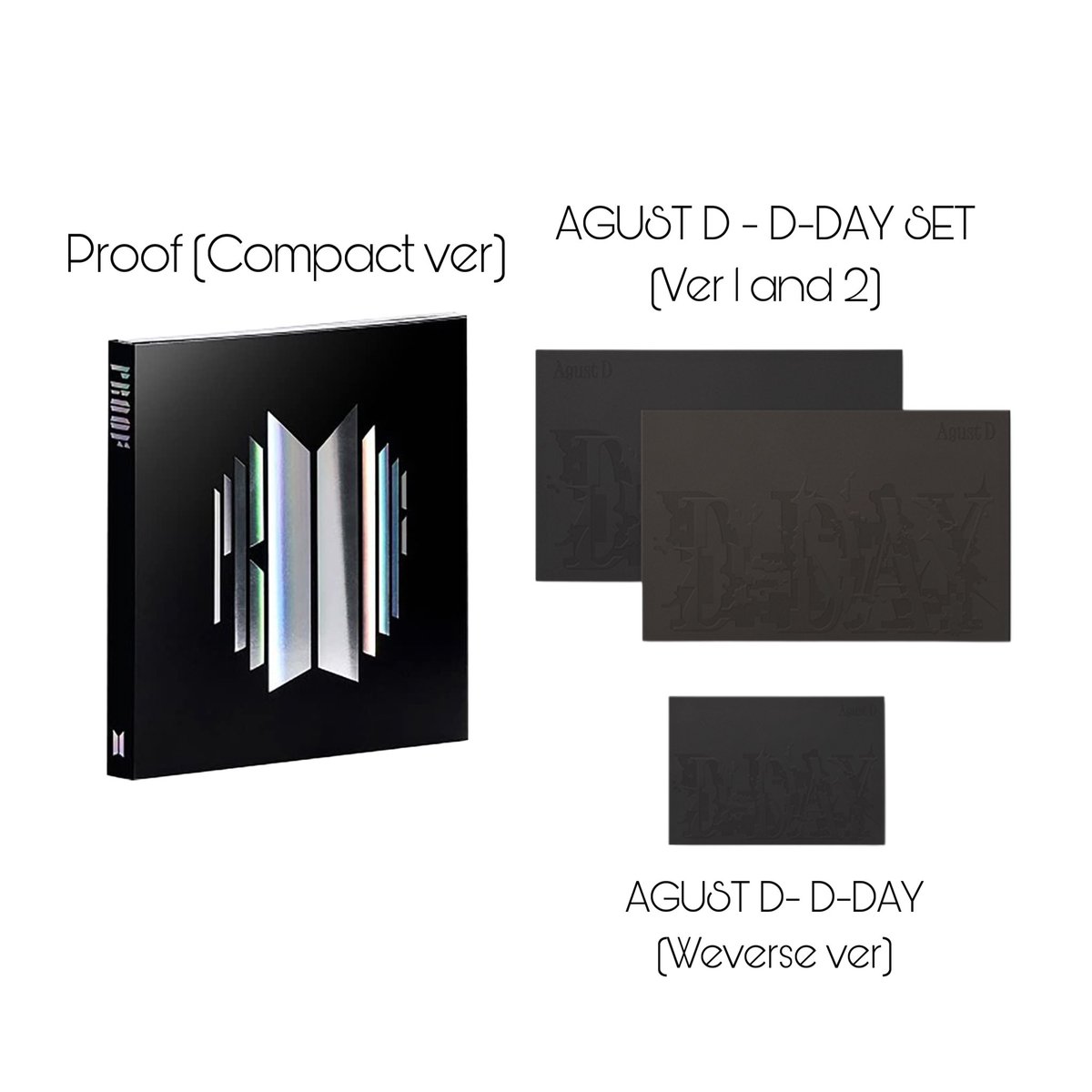 blisskookiee_7's tweet photo. ★ MY FIRST GIVEAWAY FOR ARMY ★

1x BTS Proof Album (compact ver)
1x AGUST D - D-DAY SET (Ver 1+2)
1X AGUST D - D-DAY (Weverse ver)

💜 4 winners (one album for each person)
💜 ends on 12/19 at 12AM CET (winners will be picked next day)
💜 Rules in the comments ⬇️ https://t.co/j1PQxvWGPb