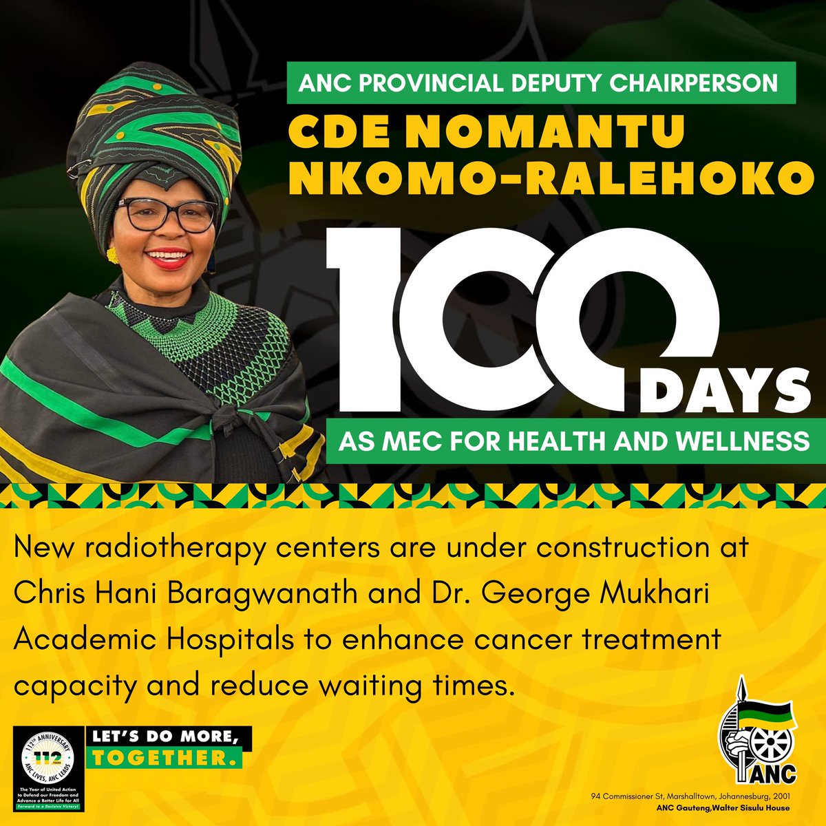 GautengANC's tweet image. Highlights on the progress made in the first 100 days of office in Health and Wellness department headed by ANC Provincial Deputy Chairperson ,Nomantu Nkomo-Ralehoko.The work is in keeping the promise made in the ANC manifesto’s six priorities.
#LetsDoMoreTogether
#ANCGPatWork…