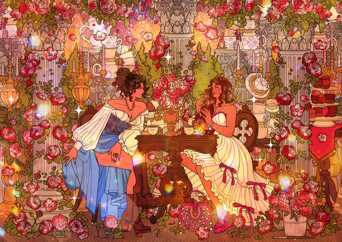 artimaking's tweet image. we can always paint the white roses, red!!! ❤️‍🔥🥀

a couple commission i illustrated for these lovely people @tazisnotagenius &amp;amp; @sunstaained ♡