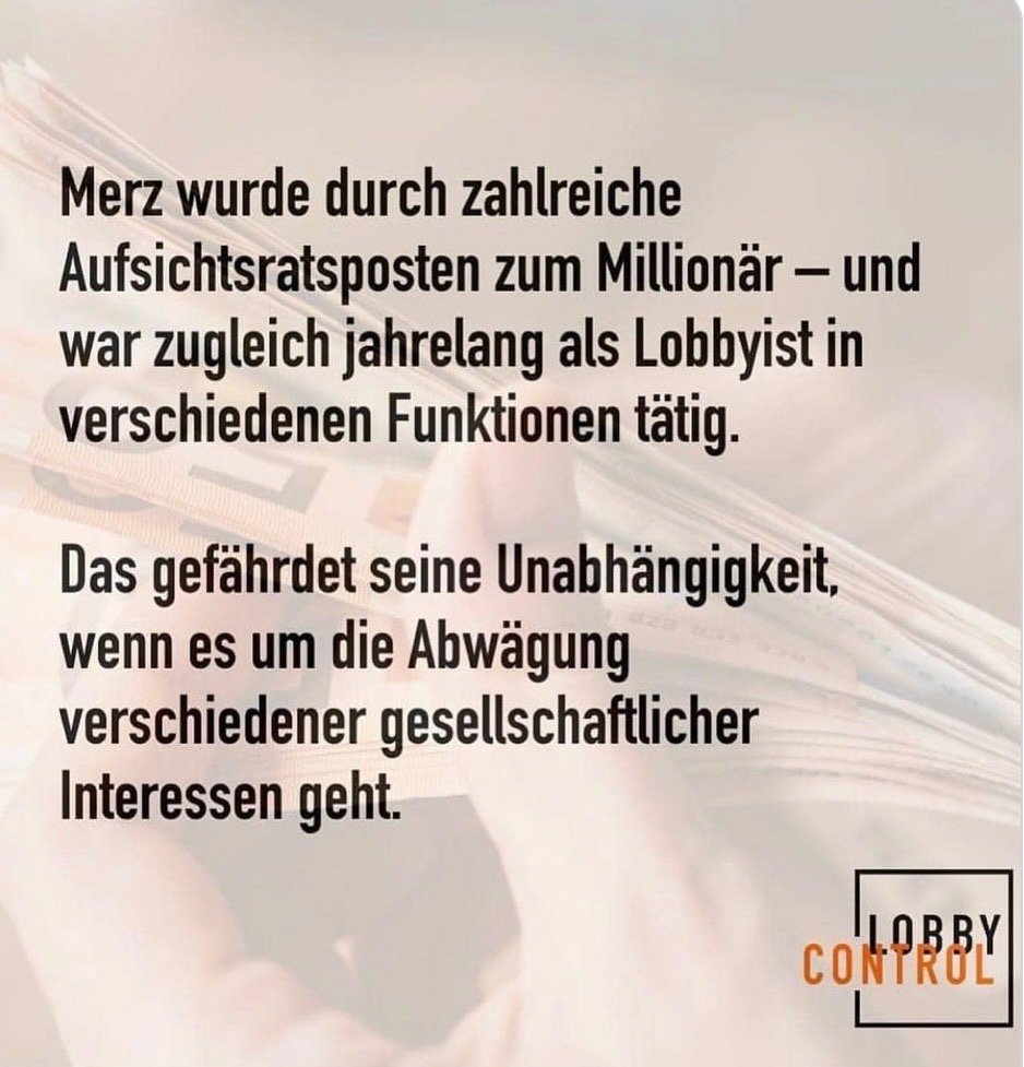 hexe2020's tweet image. Was #Lobbycontrol zu #Merz sagt