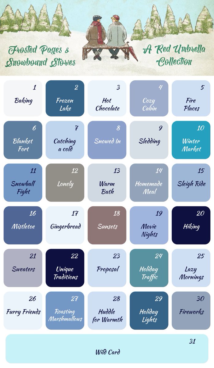 miha_raikko's tweet image. Welcome to our Advent Calendar! 💕
Each day will reveal a new fic from our Frosted Pages &amp;amp; Snowbound Stories: A Red Umbrella Collection ☃️🎄🎁🎅 #rwrbadventcalendar #redumbrella