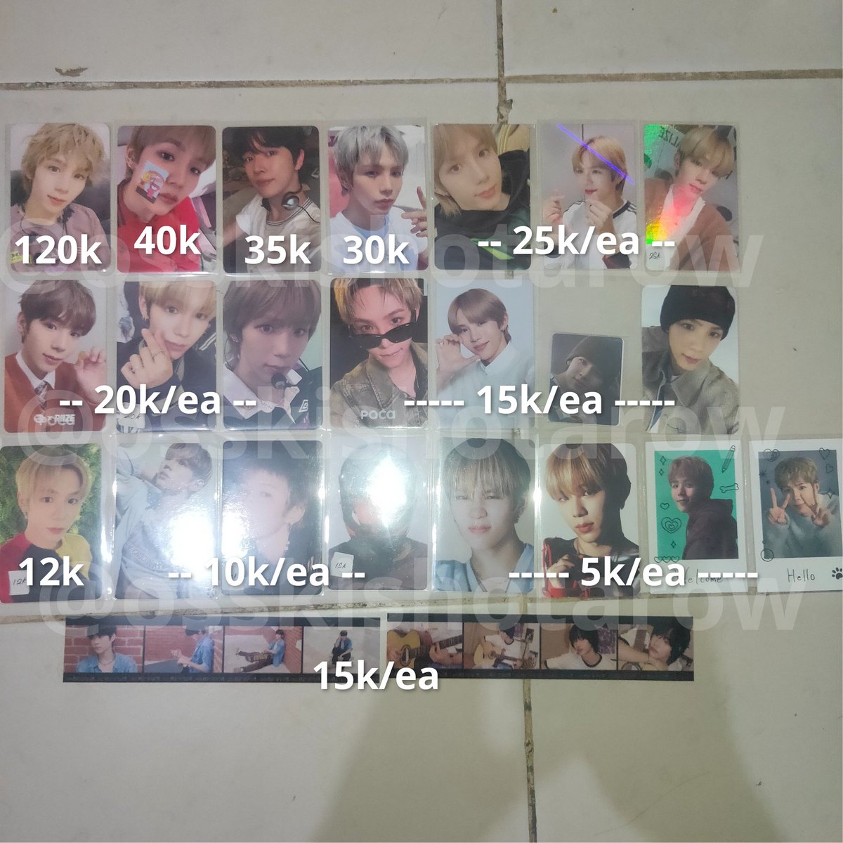 ! HELP RT PLS !

WTS // want to Sell in rush ina pc photocard shotaro sungchan, sequence film wonbin eunseok riize.

— price in pict

📍 Tangerang
° exc pack. 2-4k
° NOT FOR SENSITIVE BUYER!!
° keep/booked with dp.
° 🍊 bisa shopvid
° feel free to ask smth on dm. ^^