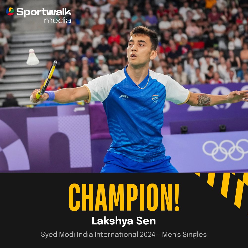 sportwalkmedia's tweet photo. 🏸🏆 𝗦𝗲𝗻'𝘀 𝘀𝘁𝘂𝗻𝗻𝗶𝗻𝗴 𝘃𝗶𝗰𝘁𝗼𝗿𝘆! Lakshya Sen secured the Men's Singles championship at the Syed Modi India International 2024, delivering a flawless performance with a dominant 21-6, 21-7 victory over 🇸🇬's Jia Heng in the final.

👉 Follow @sportwalkmedia for the latest updates on Indian Sports.

@Media_SAI @BAI_Media @bwfmedia

📸 Pics belong to the respective owners • #LakshyaSen #BWFWorldTour #SyedModi2024 #IndiaOnTheRise #IndianBadminton #TeamIndia #Sportwalk