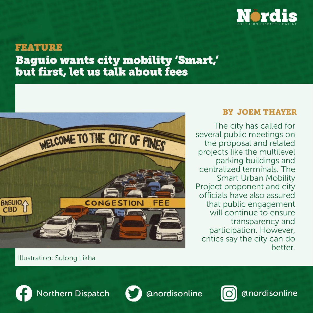FEATURE | Baguio’s Smart Urban Mobility Project promises greener transport and smoother traffic, but the proposed congestion fee faces backlash, with critics calling it financially burdensome and discriminatory. Read the article:bit.ly/4fJxjlL