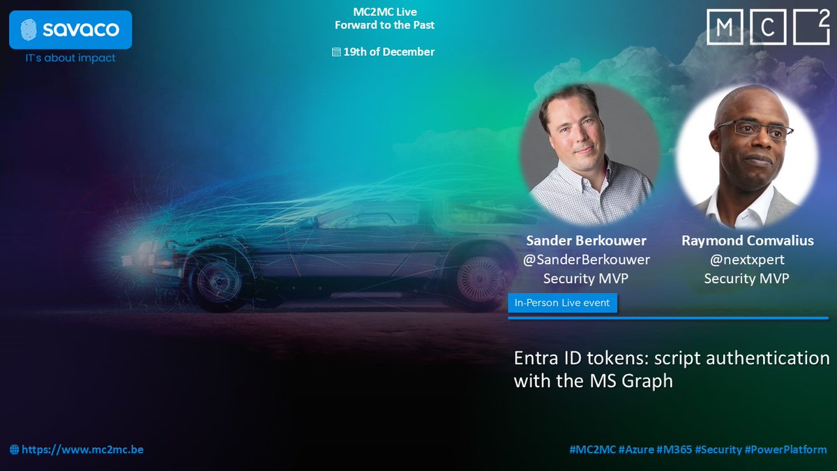 MC2MC (@mc2mcbe) on Twitter photo We’re thrilled to welcome <a href="/SanderBerkouwer/">Sander Berkouwer</a> and <a href="/nextxpert/">Raymond Comvalius</a> to share their insights on scripting with Microsoft Graph for Entra ID at MC2MC Live: Forward to the Past!
📅 Thursday, December 19th
🕰️ 5:00 PM - 11:00 PM (CEST)
🎟️ tinyurl.com/h33h26d9
#MC2MC #Community #EntraID We’re thrilled to welcome <a href="/SanderBerkouwer/">Sander Berkouwer</a> and <a href="/nextxpert/">Raymond Comvalius</a> to share their insights on scripting with Microsoft Graph for Entra ID at MC2MC Live: Forward to the Past!
📅 Thursday, December 19th
🕰️ 5:00 PM - 11:00 PM (CEST)
🎟️ tinyurl.com/h33h26d9
#MC2MC #Community #EntraID