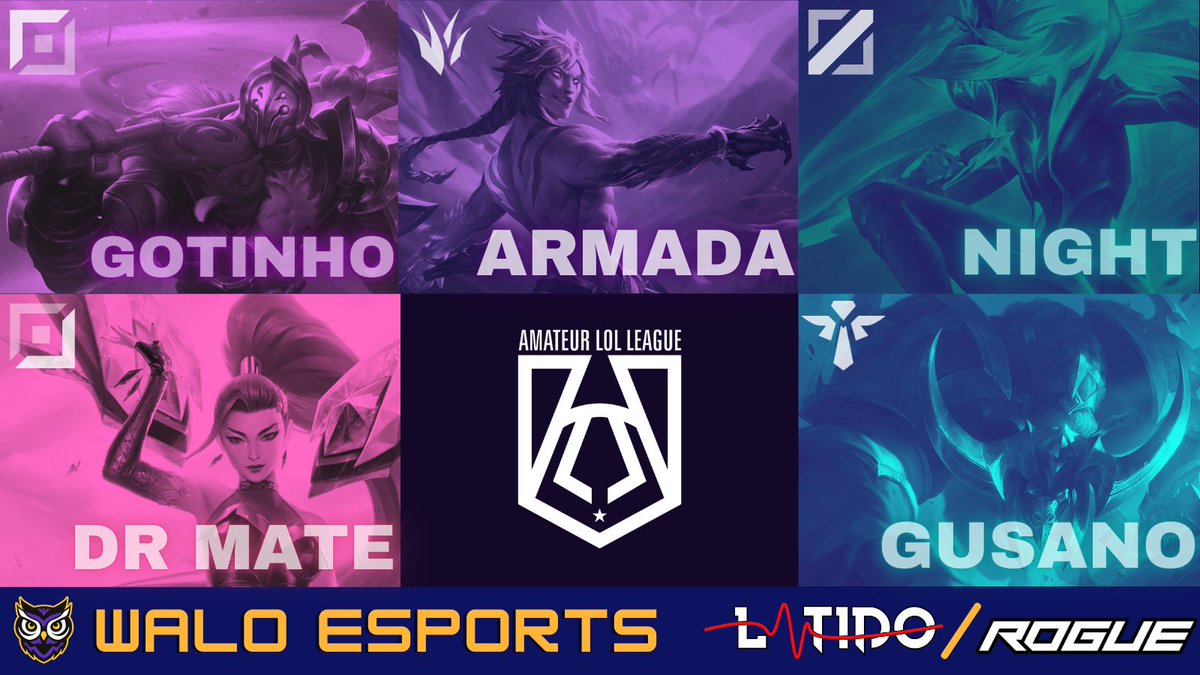 🚨Roster🚨
Después de un mes de espera... Por fin volvemos a las competiciones 😈🥵

Os presentamos el roster que competirá en la <a href="/ALL_lolleague/">ALL - Amateur Lol League</a> con #WaloEsports 🥳

🇪🇦 <a href="/javigotee/">Javigotee</a> 
🇪🇦 #Armada
🇪🇦 <a href="/Lightlol13/">TheNightmare</a>
🇦🇷 <a href="/LDBGonza/">Gonza ldb</a>
🇪🇦 <a href="/2kK4yn/">Gusano</a> 

🫡 Listos para alcanzar la cima 🦉