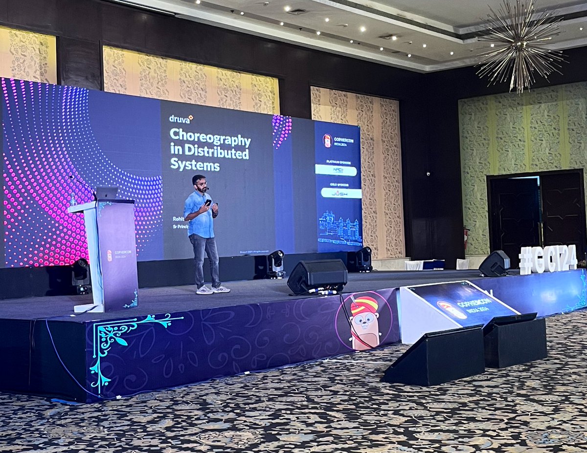 GopherConIndia's tweet image. Closing Day 1 of GopherCon 2024 with a bang! Rohit Ekbote explores Empowering Resilient Scalability: The Power of Choreography in Distributed Systems. What an end to this insight-packed day!

#GCI24 #GopherConIndia2024