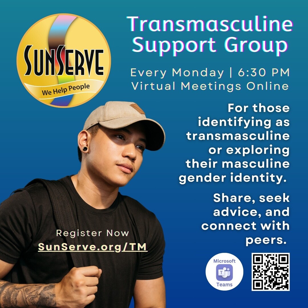 Looking for a safe space to share, seek advice, and connect with others on your transmasculine journey? 🌟 Join SunServe’s Transmasculine Support Group every Monday at 6:30 PM! Virtual meetings make it easy to attend from anywhere. 🧑‍💻

Register now at … instagr.am/p/DDCPMBaI0e_/
