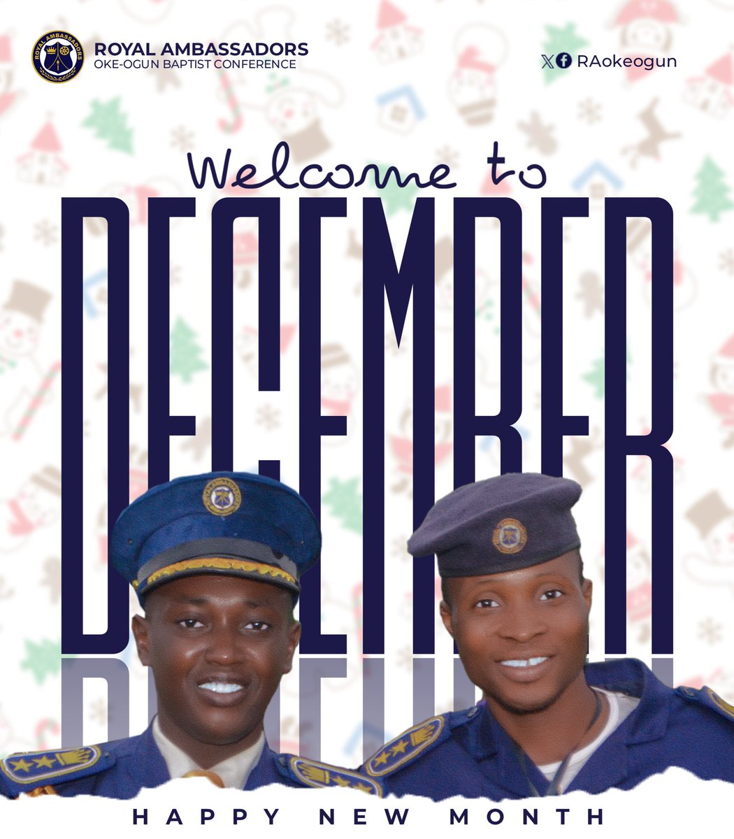 RAokeogun's tweet photo. Happy New Month! As we enter the final month of the year, let us hold onto the promise: โThe glory of the latter house shall be greater than the former.โ
Welcome to December, a time of reflection and renewed hope!
#okeogunra
#RoyalAmbassador
#Baptistfamily https://t.co/YFhkBKyZe6