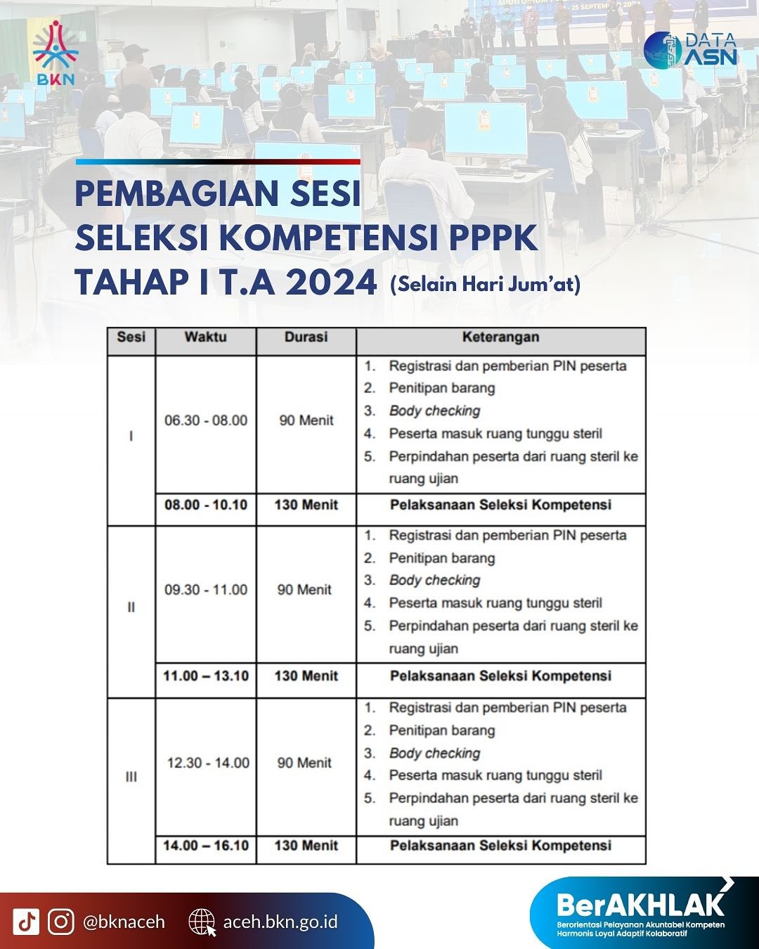 SELEKSI KOMPETENSI PPPK
TAHAP I T.A 2024 (Khusus Hari Jum’at)