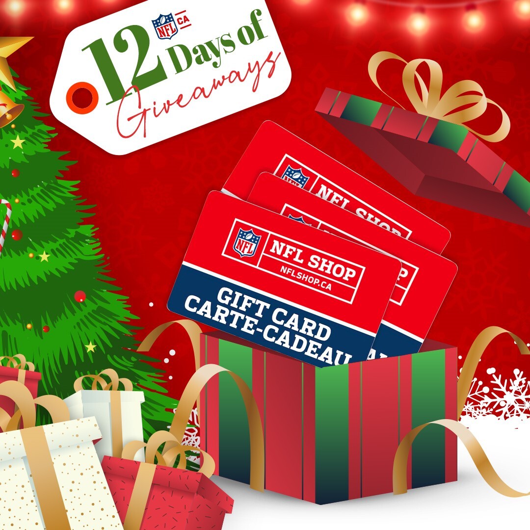 NFLCanada's tweet image. It’s TIIIIIIME! #12DaysOfGiveaways is BACK!

For Day 1 of #12DaysOfGiveaways we are giving away 4x$250 NFL Shop Gift Cards.

To enter:
1. Must follow @NFLCanada  &amp;amp; @OfficialNFLShop 
2. Like this post, and comment which team you think will win the Super Bowl

Visit the link in our…