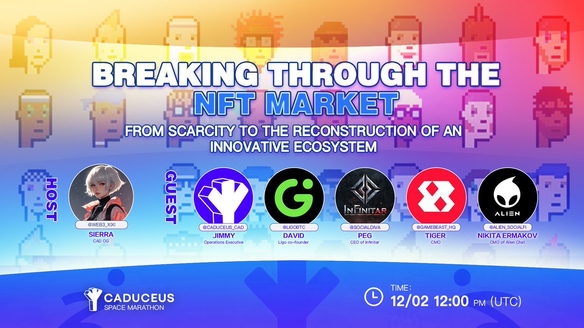 🎙️ Join <a href="/Caduceus_CAD/">Caduceus</a> tomorrow on Space!  🌟Breaking Through the NFT Market: From Scarcity to the Reconstruction of an Innovative Ecosystem

⌛️Date: 12/2 12:00 PM (UTC)
🎙️Host: Sierra <a href="/web3_Xixi/">Sierra</a> 
🩵Guests:
Jimmy, Operations Executive at <a href="/Caduceus_CAD/">Caduceus</a>
David, Co-founder of <a href="/ligobtc/">LIGO.Network</a>