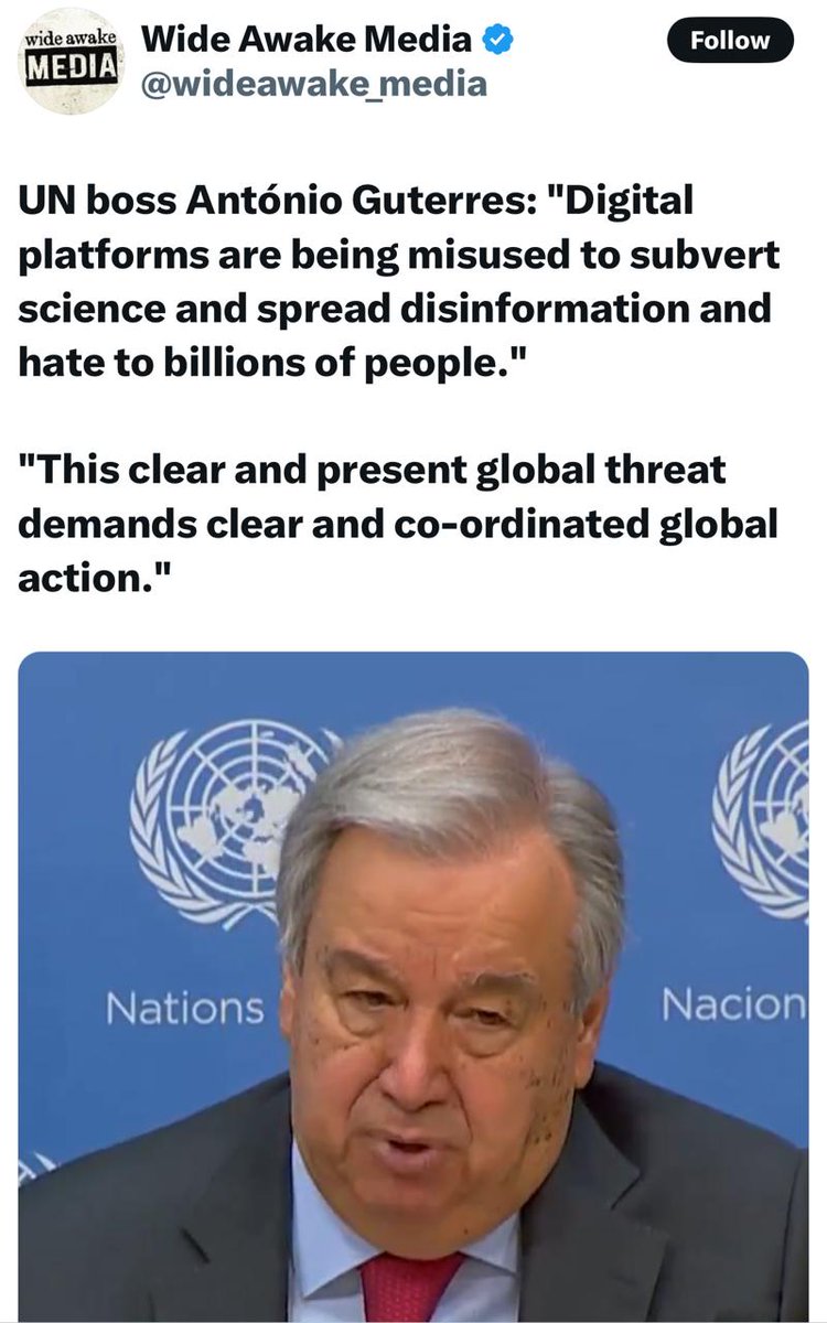 Duaa_Chn's tweet image. یوتھیوں کے مسلسل جھوٹے پروپیگنڈے اور انتشار نے اقوام متحدہ کے جنرل سیکرٹری کو بھی متوجہ کر دیا ۔انتونیو گوترس نے سوشل میڈیا پر پھیلی ڈس انفارمیشن کو دنیا کے لیے خطرہ قرار دے دیا