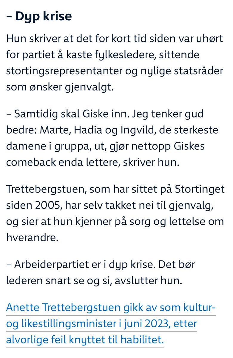 MagnusVieSundal's tweet photo. Minister som måtte gå etter brot på habilitetsreglane klagar på at minister som måtte gå av etter pendlarboligsaka og minister som måtte gå av etter plagiat ikkje blir gjenvalgt. Utan å meine noko om Giske, men om dette er A-laget, er det kanskje ikkje så rart partiet er i krise. https://t.co/YyWkIPCnja