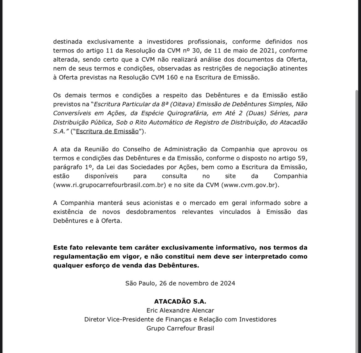 TheIncorrupt_'s tweet photo. 🔷 O Carrefour e a Contradição do Capital: “Boicote ao Agro Brasileiro, Mas Não ao Nosso Dinheiro”

- O Carrefour, gigante do varejo cuja administração global parece ter sido sequestrada pela agenda verde e pelos princípios malthusianos, deu mais um exemplo de sua incoerência. Recentemente, anunciou um boicote às carnes brasileiras em suas lojas na França, alinhando-se a narrativas ambientalistas distorcidas que atacam diretamente o nosso agronegócio. Mas, curiosamente, essa mesma empresa agora quer captar R$ 1,5 bilhão no mercado financeiro brasileiro por meio de emissão de debêntures.

- A mensagem subliminar é clara: para o Carrefour, o agro brasileiro "não presta", mas o nosso dinheiro, sim! Essa postura revela uma contradição gritante, uma tentativa de deslegitimar um dos setores mais competitivos e sustentáveis da economia brasileira enquanto explora as vantagens do nosso mercado para sustentar suas operações.

- E mais: onde estão os defensores do "livre mercado" para questionar essa incoerência? Seria esse o tal mercado livre que tanto exaltam? A liberdade de explorar os recursos e o trabalho brasileiro, enquanto nossas empresas e nossos produtos são demonizados no exterior? Parece que, para alguns, pisar na cabeça do brasileiro está liberado, desde que o capital financeiro lucre com isso.

- É hora de defendermos não apenas a nossa economia, mas também a nossa soberania. O Brasil não pode aceitar que gigantes corporativos adotem posturas dúbias, boicotando setores estratégicos aqui e pedindo dinheiro ali. O agro é um pilar da nossa economia, responsável por alimentar o Brasil e o mundo, e não pode ser tratado como moeda de troca em agendas políticas externas.

- Se o Carrefour quer boicotar nosso agro, que procure outra fonte de capital. Nosso dinheiro tem valor. E quem não reconhece isso, não merece um centavo do mercado brasileiro.  

Por: @pamcosta21