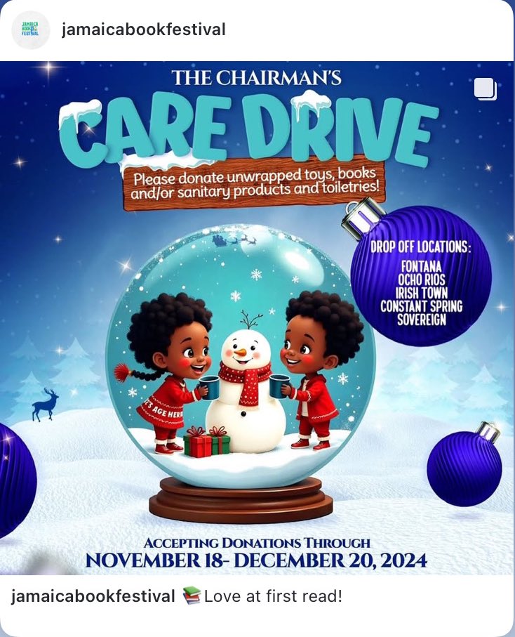 📚We’re also excited to support <a href="/CafeBlueJA/">Cafe Blue Jamaica</a>  Christmas project, where we’re encouraging attendees to donate a gently loved book. 

Who knows? The story you pick might just sweep you off your feet. 😉

#BlindBookDate #JamaicaBookFestival