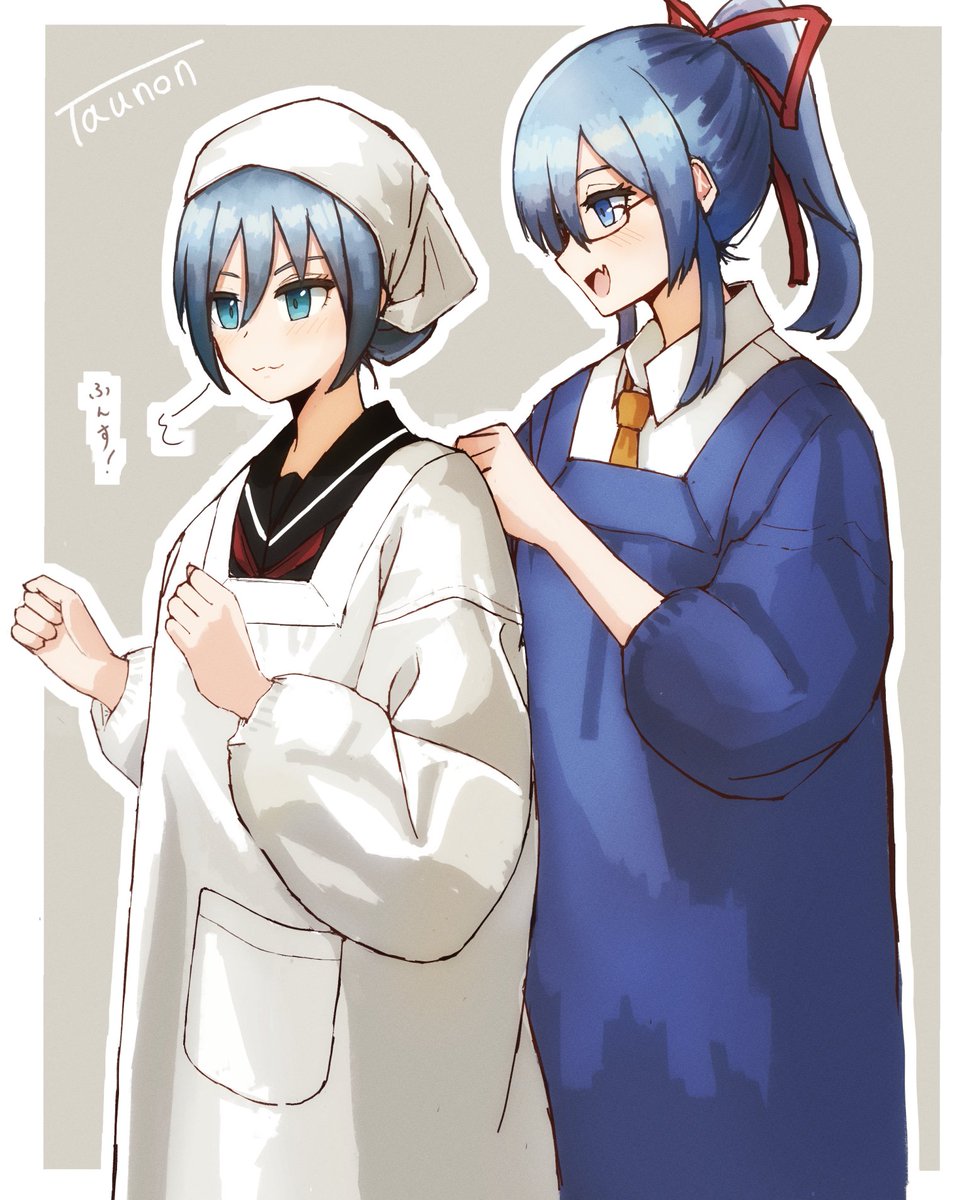 tau_1111's tweet photo. 割烹着なよその子さん達 https://t.co/0MZetdPcrB