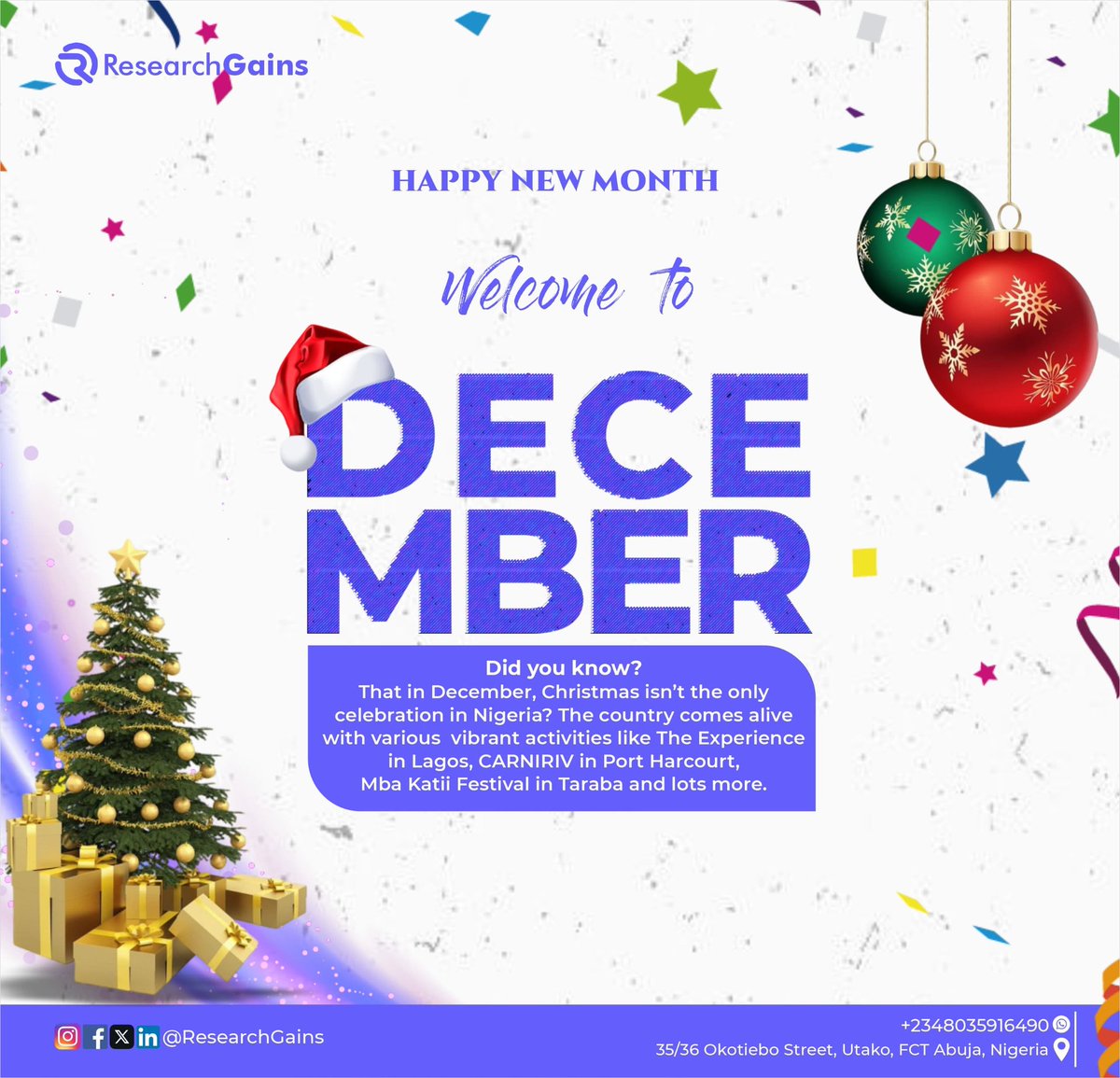 ResearchGains's tweet image. Happy New Month, Researchers!

December is here—the final chapter of 2024 and the perfect moment to reflect, recharge, and set your sights on an impactful 2025.

#ResearchGains #HappyNewMonth #ResearchMadeSimple #EmpoweringResearchers #NewYearGoals #ResearchForTheFuture