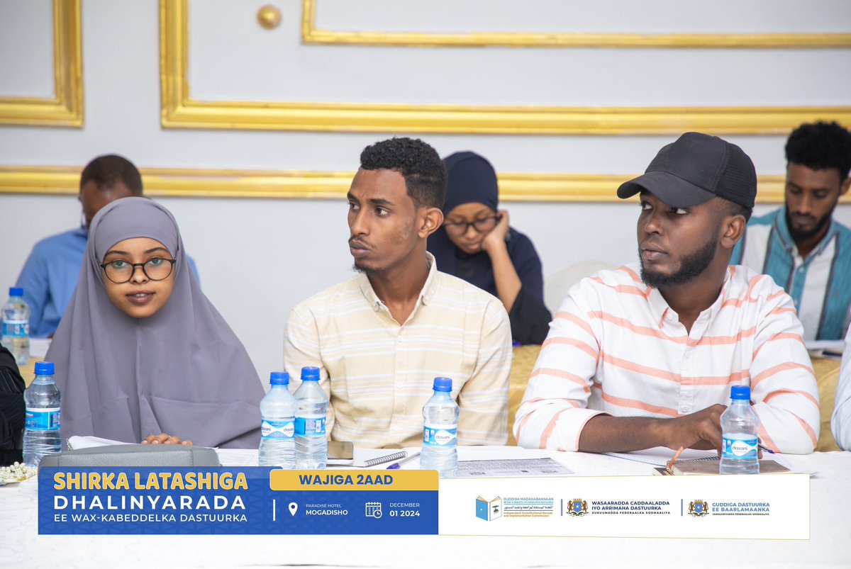 #ICRIC, <a href="/OC_Constitution/">Constitutional Oversight & Implementation Committe</a> , and <a href="/MojSomalia/">Ministry of Justice and Constitutional Affairs🇸🇴</a> hosted the second phase of #youth consultations today! The focus? Presenting the outcomes of discussions on Chapters 5-9 of the Constitution. #Somalia #YouthEngagement #ConstitutionalReview