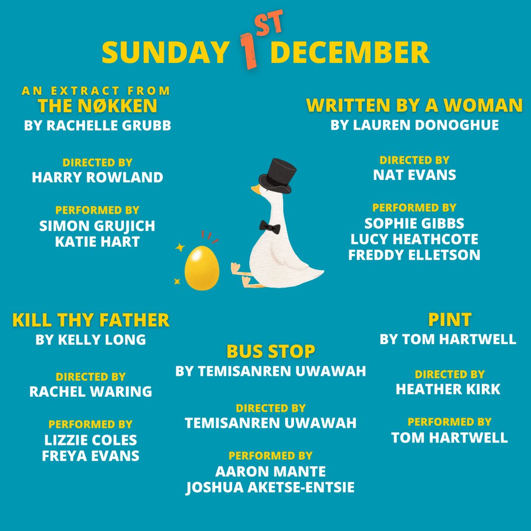 Pathway Theatre (@pathwaytheatre) on Twitter photo It's our GRAND GOLDEN DOZEN ANNIVERSARY GALA!
We've been running Hatch & Scratch 🐣 for a year <a href="/GooseTheatre/">Golden Goose Theatre</a> - every month since last November!
To toast out the year we have THE NØKKEN, WRITTEN BY A WOMAN, KILL THY FATHER, BUS STOP & PINT
Tix 🎟️👉
tinyurl.com/5ckbaeum It's our GRAND GOLDEN DOZEN ANNIVERSARY GALA!
We've been running Hatch & Scratch 🐣 for a year <a href="/GooseTheatre/">Golden Goose Theatre</a> - every month since last November!
To toast out the year we have THE NØKKEN, WRITTEN BY A WOMAN, KILL THY FATHER, BUS STOP & PINT
Tix 🎟️👉
tinyurl.com/5ckbaeum
