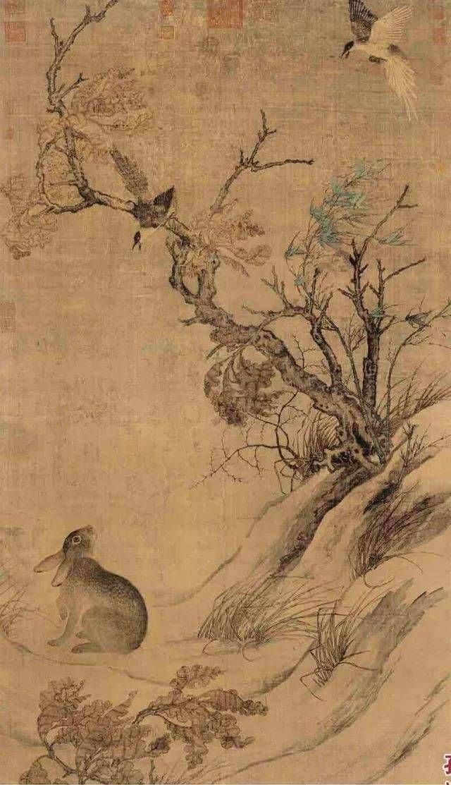 x1ngwu's tweet image. The "Double Happiness," a painting by Northern Song artist Cui Bai, contrasts tradition: while the magpie symbolizes good fortune, the artwork portrays a stark, desolate late autumn landscape.
This chilling scene hints at a scandal from the court, a tale of forbidden love.👇
In…