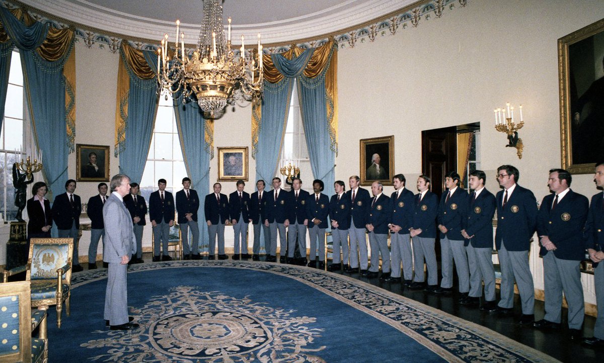 CarterLibrary's tweet photo. #OTD 12/1/1977 President and Mrs. Carter took some time to go to the Blue Room to visit with &amp; thank members of the Secret Service Uniformed Division (SSUD). They serve as tour officers for the White House. NAID 177004 #CarterLibrary #PresidentialLibrary #GettingReadyForChristmas https://t.co/IeKmQ8wyJm