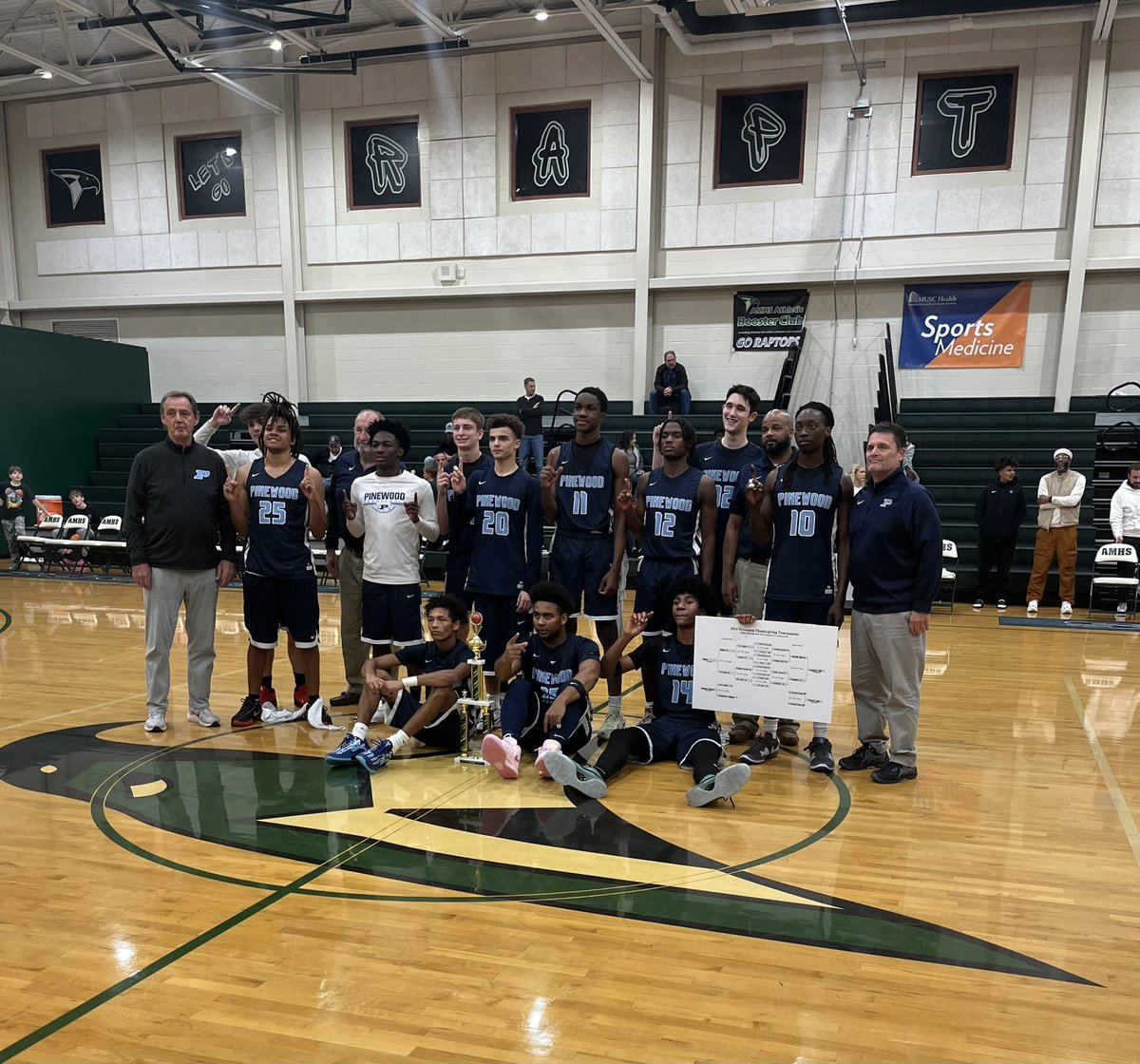 Pinewood won the Championship at the Academic Magnet Thanksgiving Tournament. The team had three outstanding wins and beat Cathedral Academy 66-57 in the final. Pinewood remains undefeated with a 4-0 record and will face Oceanside on Monday night at 7:30 p.m. at Pinewood.