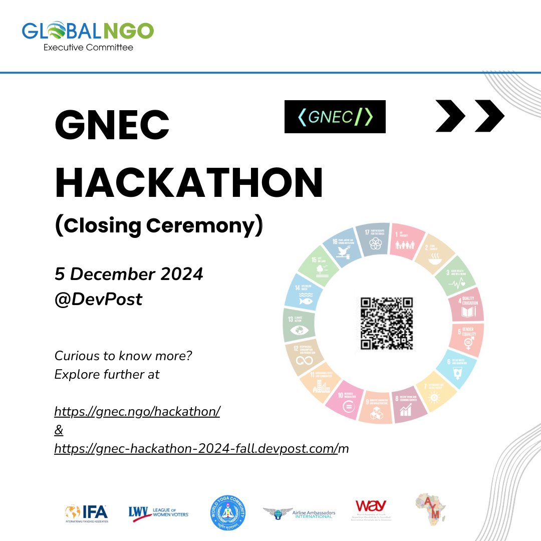 gnec_ngo's tweet photo. Get ready for the Closing Ceremony of the GNEC Hackathon! 🎉
5th December⏰ 12 EST| 📍Zoom (Linktree in Bio)
Celebrate creativity, teamwork, and impact as we announce the winners and wrap up an incredible event! 🌍✨
#GNEC_NGO #NGOsAtUN #HackathonClosing #InnovationForImpact https://t.co/RAmO3QdwfU