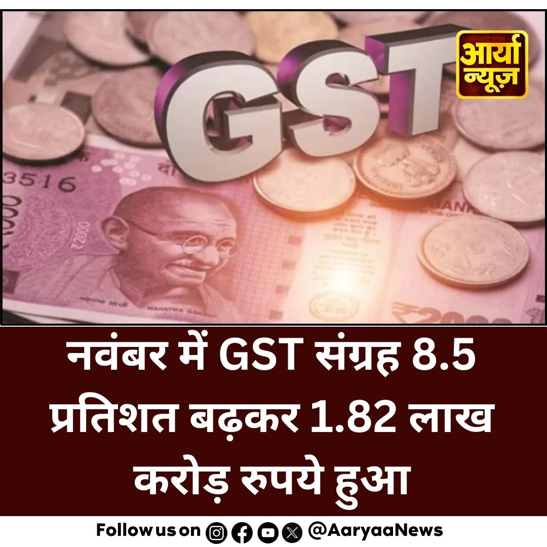 AaryaaNewsIndia's tweet image. नवंबर में GST संग्रह 8.5 प्रतिशत बढ़कर 1.82 लाख करोड़ रुपये हुआ

#GST #collection #GSTCollectionData #Business #Tax #FinancialNews #AaryaaDigitalOTT