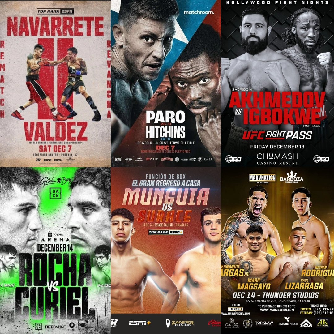 MoBoxingNP's tweet photo. These are the fight cards in December 2024 that I'm most looking forward to watching. 🔥
Let me know in the comments which December fight you are most excited about? 🤔🥊
#boxing #boxingevents #boxingfights https://t.co/qZs55U98OW
