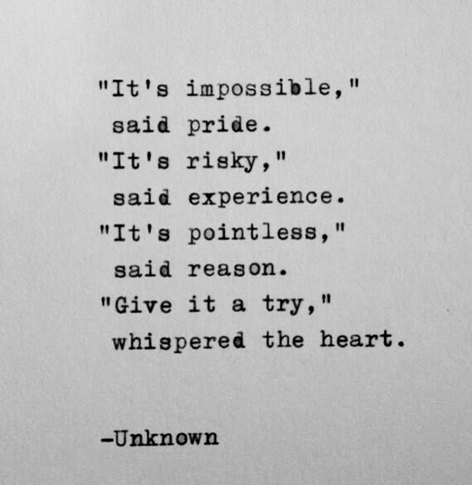 “Give it a try,” whispered the heart….. #educationtransforminglives