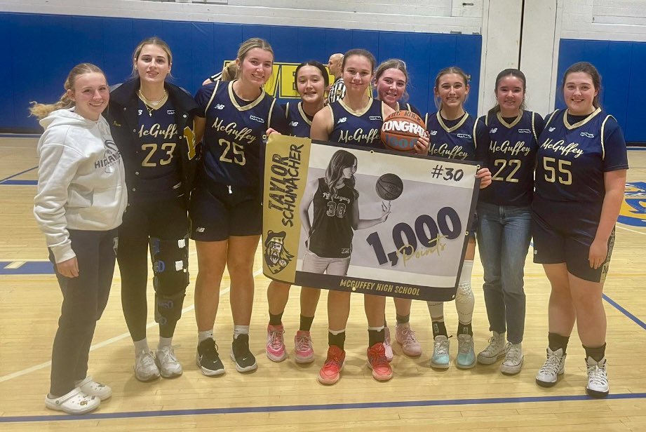 Congratulations to Taylor Schumacher <a href="/taylor_schu30/">Taylor</a> who surpassed 1,000 career points and 500 rebounds last evening. Taylor has become the 4th Girls Basketball player in McGuffey High School history to reach this milestone. 
<a href="/pghlegacy/">PGH Legacy</a>