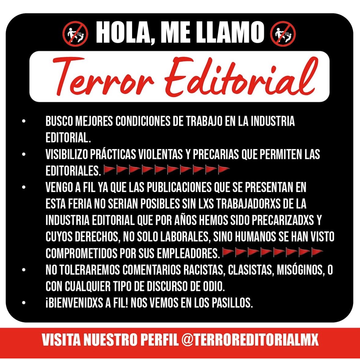 Hola, me llamo Terror Editorial, y como la FIL Guadalajara es el evento más grande de la industria, no me gustaría que te pierdas de nada. Si me ves en los pasillos, salúdame ;) 🔥 #terroreditorial #filguadalajara