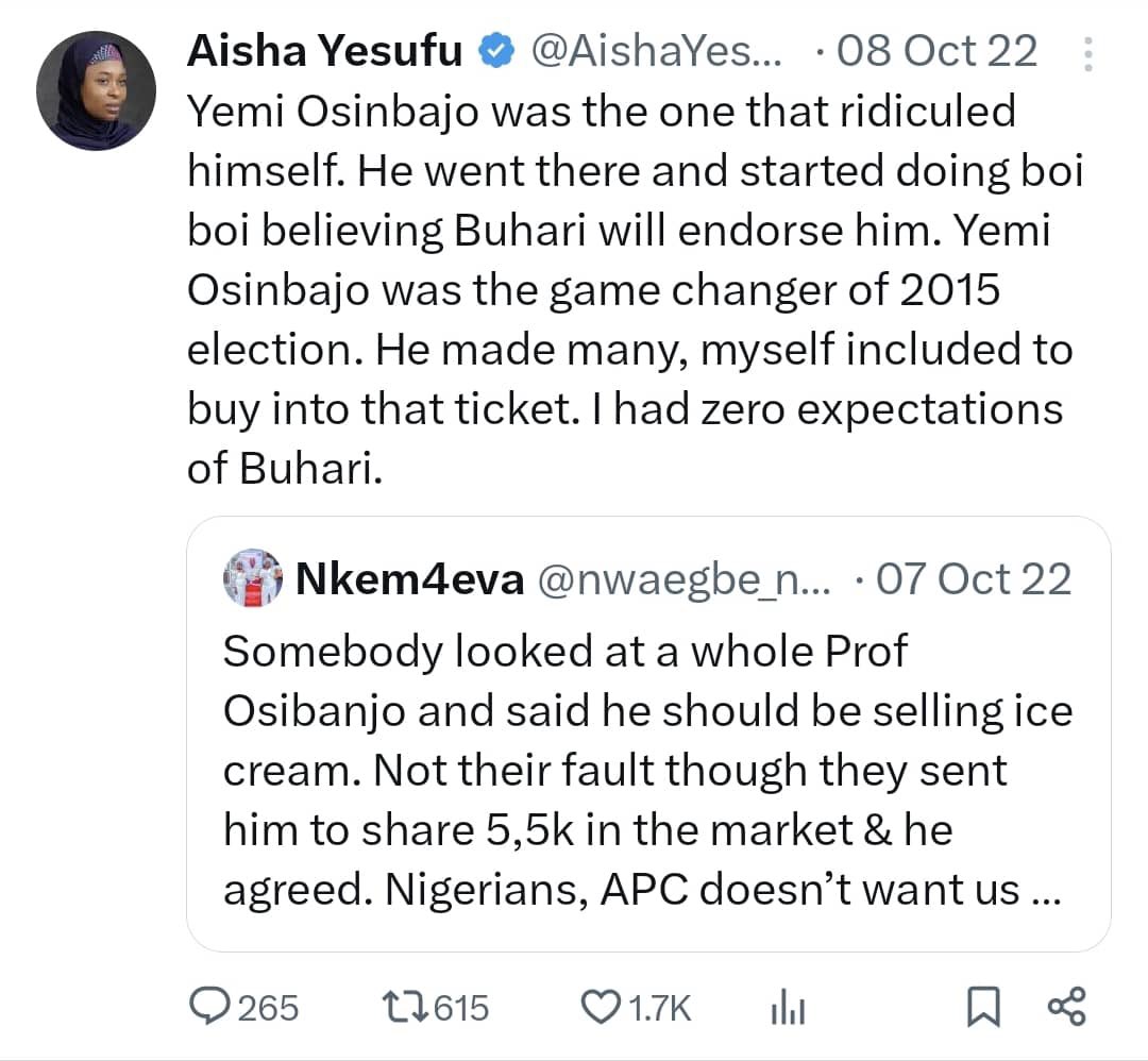 Aisha Yesufu tweet media