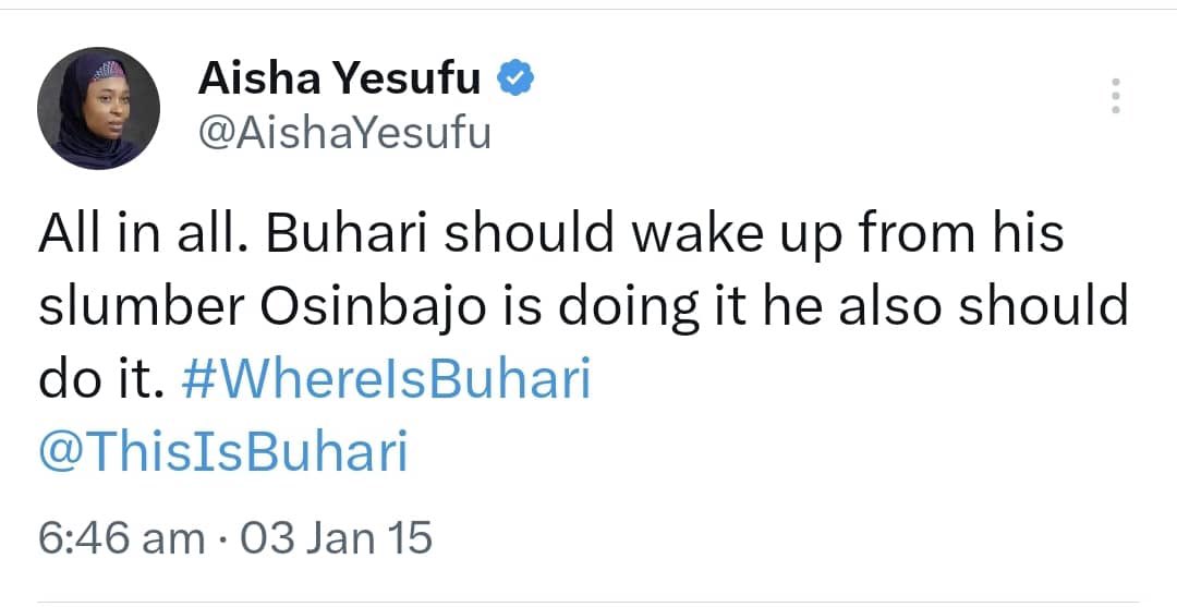 Aisha Yesufu tweet media