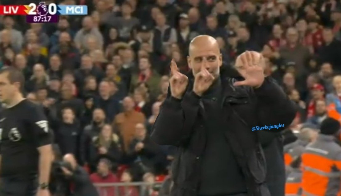 Skeebojangles's tweet photo. Pep Guardiola reminding everyone why City used to be winners

#LIVMCI https://t.co/Ktgsyl82K1